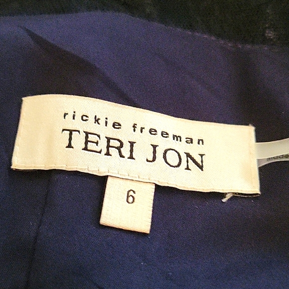 TERI JON RICKIE FREEMAN EGGPLANT/NAVY COLOR LACE ILLUSIONS FORMAL DRESS SZ6 - Picture 14 of 16